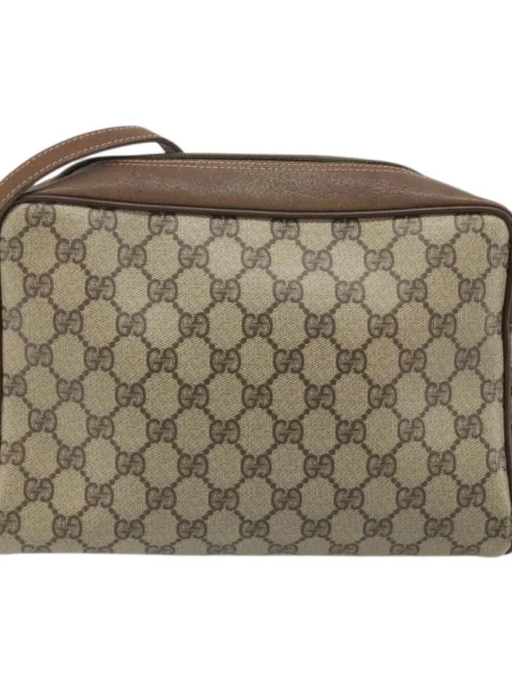 GUCCI GG Supreme Web Sherry Line Bag PVC Beige Gold 56 02 088 Auth am11288